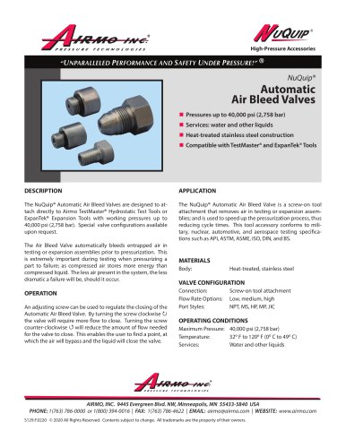 NuQuip®Automatic Air Bleed Valves