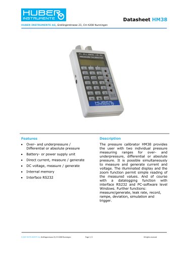 Handheld Pressure Calibrator HM38