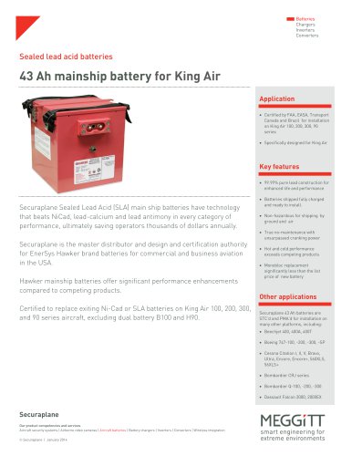 43 Ah mainship battery for King Air