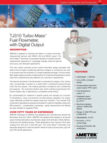 TJ310 Turbo-MassTM Fuel Flowmeter, with Digital Output