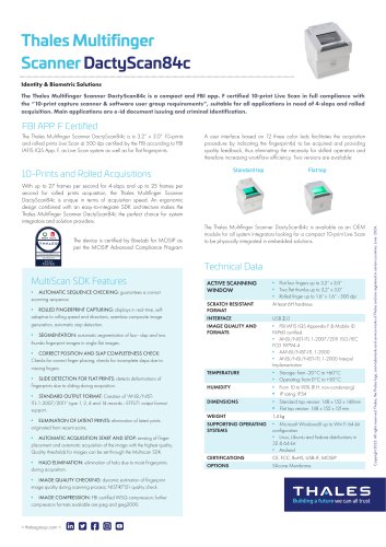 Thales Cogent Multifinger Scanner DactyScan84c
