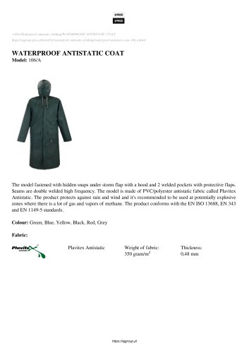 WATERPROOF ANTISTATIC COAT