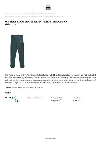 WATERPROOF ANTISTATIC WAIST TROUSERS