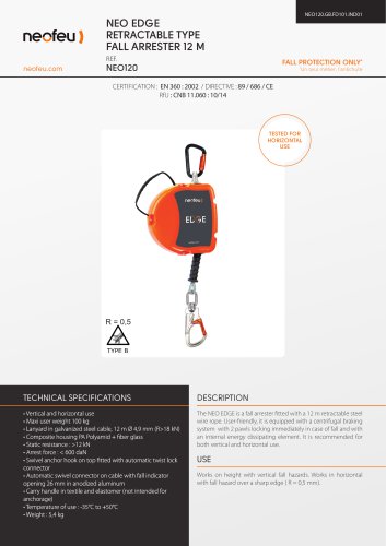 NEO EDGE RETRACTABLE TYPE FALL ARRESTER 12 M