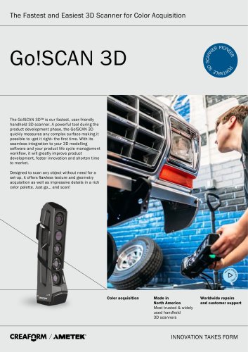 Go!SCAN 3D: 3D Scanner for product development
