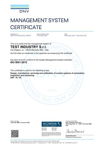 ISO 9001 Certification Bimal Perugia