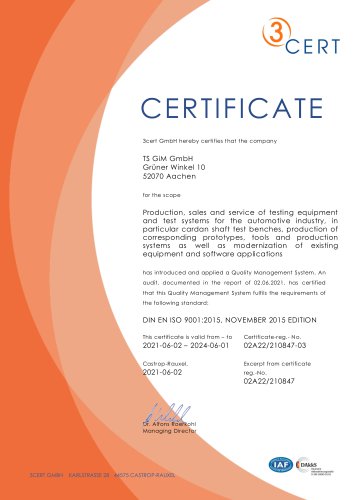 ISO 9001 Certification - GiM - Aachen