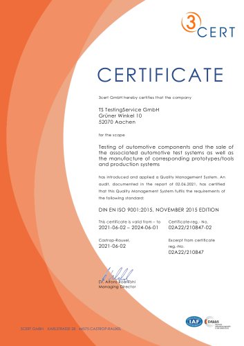 ISO 9001 Certification - Testing Service - Aachen