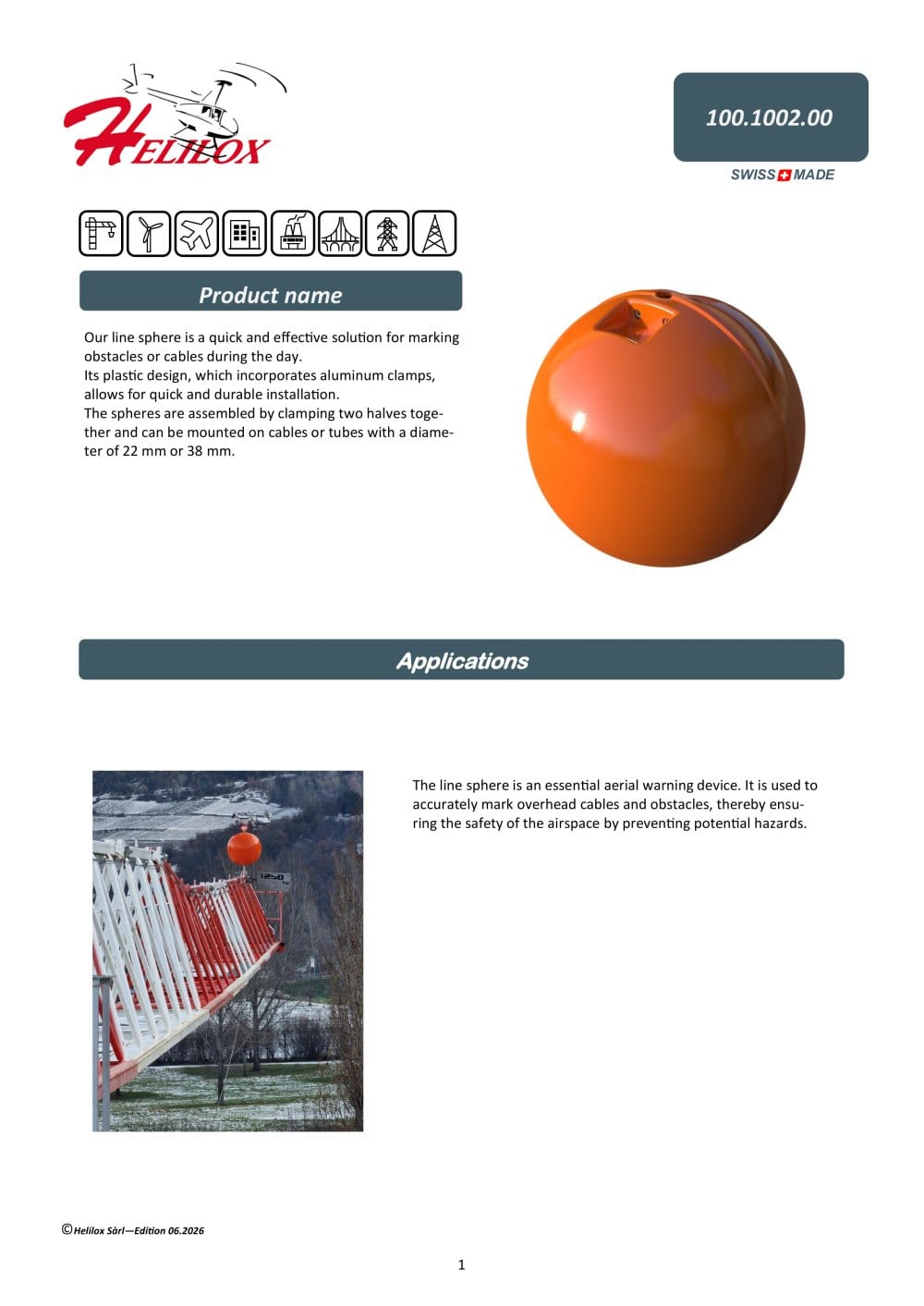Technical datasheet sphere - HELILOX S&agrave;rl